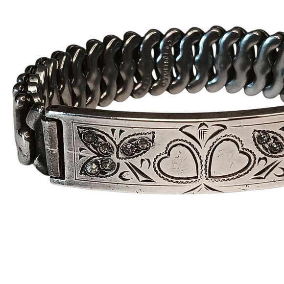VTG Pitman & Keeler Sterling Silver Sweetheart Expansion Bracelet Clear Stones - Picture 5 of 15